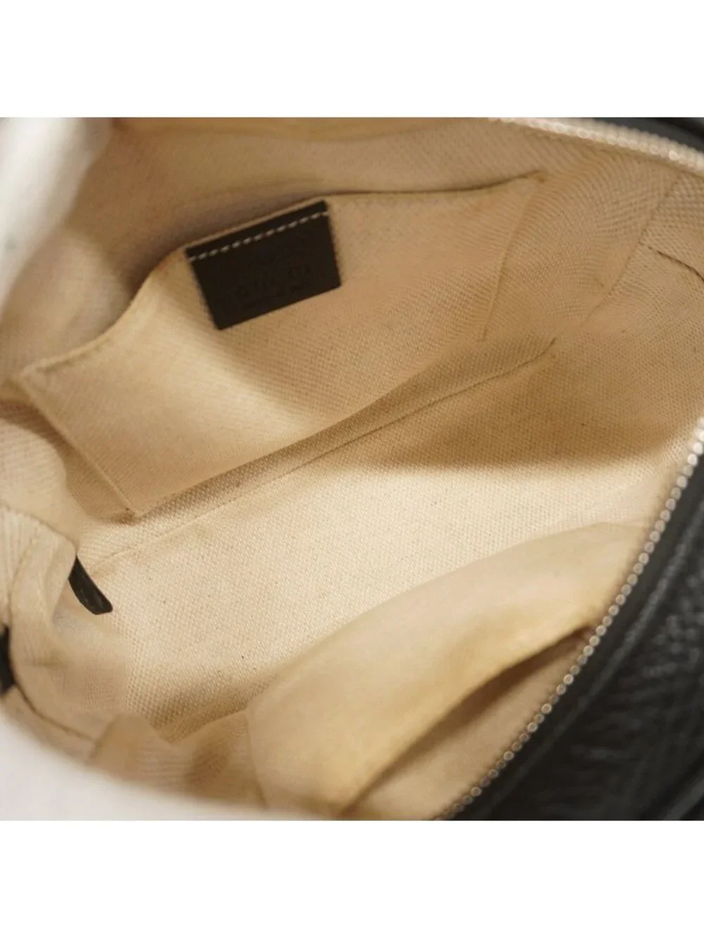 ★SOLD★ Gucci Shoulder Bag Soho Leather Black Champagne Gold - Picture 4 of 10